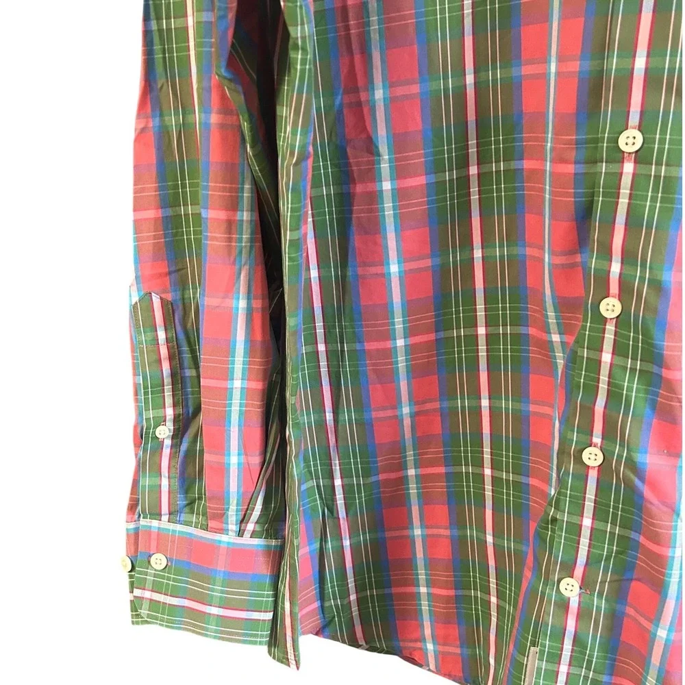 Peter Millar Men's Large 100% Cotton Plaid Button Down Shirt Weekender Sz.‎ L